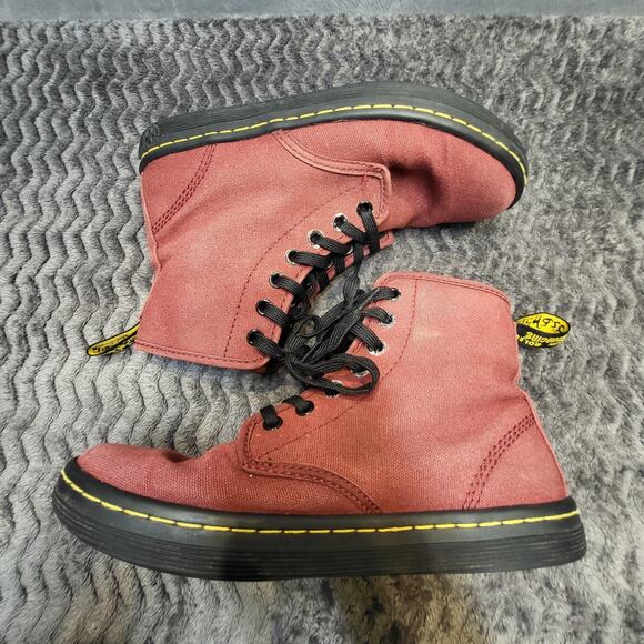 Dr. Martens Shoreditch Boots Womens Size 6 Red Canvas Lace Up Ankle EU 37 UK 4 - Picture 4 of 7